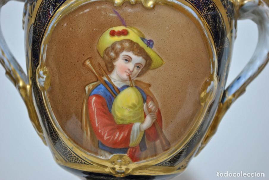 Antig&uuml;edades: JARRONES PORCELANA AZUL COBALTO - Foto 6