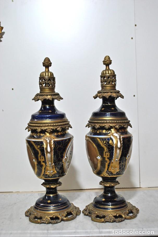 Antig&uuml;edades: JARRONES PORCELANA AZUL COBALTO - Foto 9