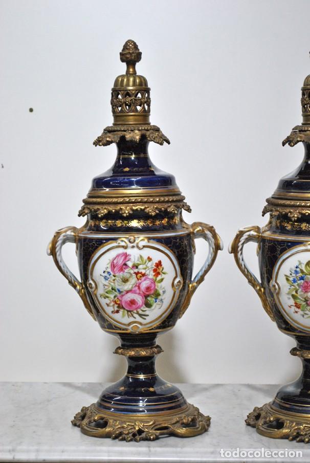Antig&uuml;edades: JARRONES PORCELANA AZUL COBALTO - Foto 11