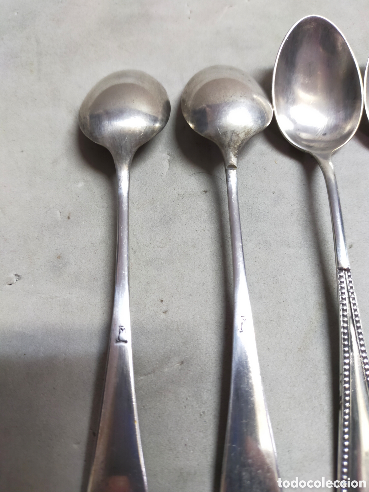 Antig&uuml;edades: 6 CUCHARILLAS E. METAL PLATEADO. 12 CM. - Foto 7
