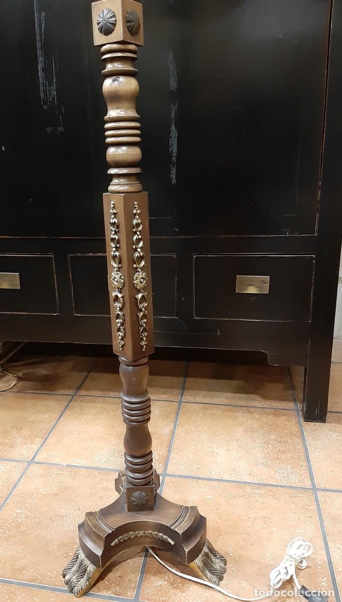 Antig&uuml;edades: L&Aacute;MPARA DE PIE MADERA BRONCES - Foto 10