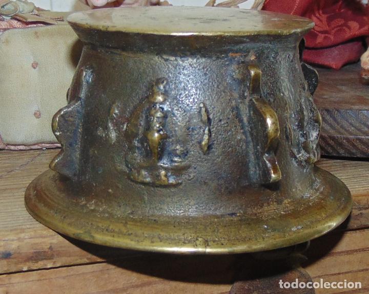 Antig&uuml;edades: ANTIGUO ALMIREZ CARAS Y COSTILLAS BRONCE - Foto 2