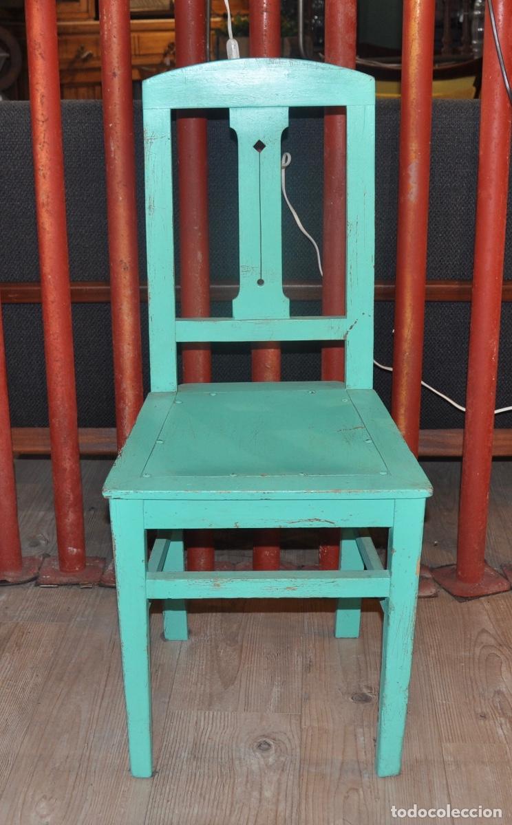Antig&uuml;edades: Silla antigua pintada de verde - Foto 4