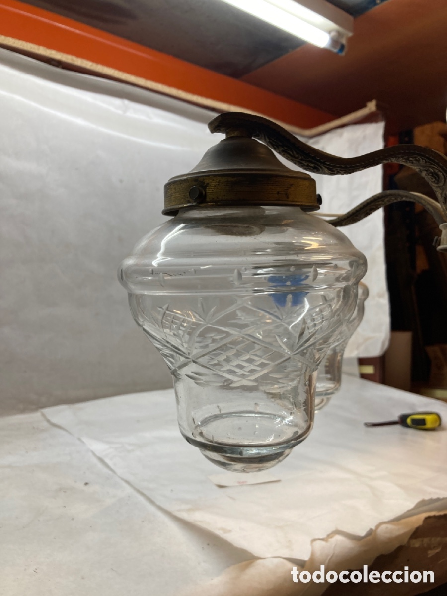Antig&uuml;edades: L&aacute;mpara cristal y bronce - Foto 3