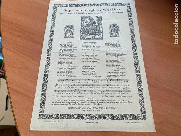 Antiques: GOIGS A HONOR DE GLORIOSA VERGE MARIA PARROQUIA BRIOLF CASA LORETO PRIMERA EDICIO 1956 (AB-6)