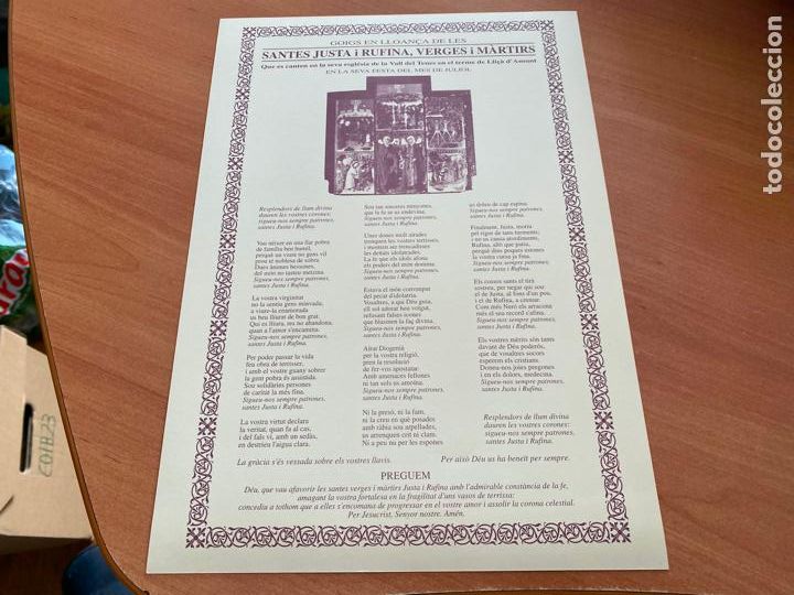 Antiguidades: GOIGS LLOAN&Ccedil;A SANTES JUSTA I RUFINA VERGES I MARTIRS. LLI&Ccedil;A D'AMUNT 1996 (AB-6)