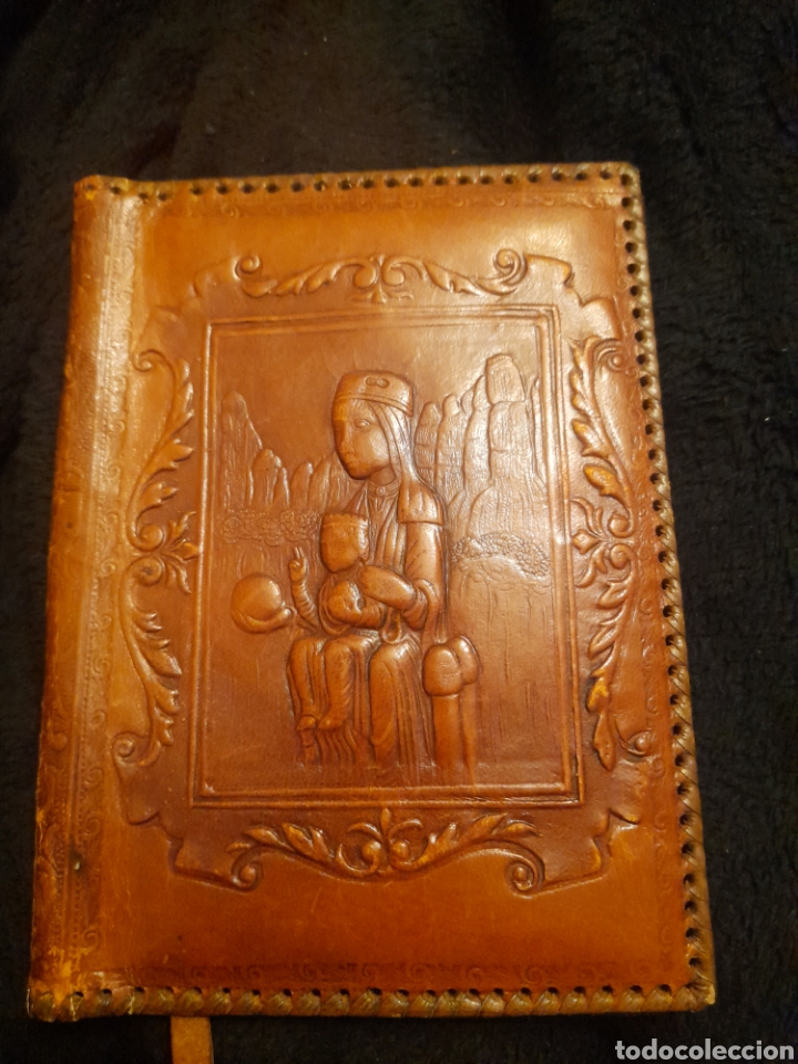Antig&uuml;edades: Antigua funda de cuero para agenda o libro