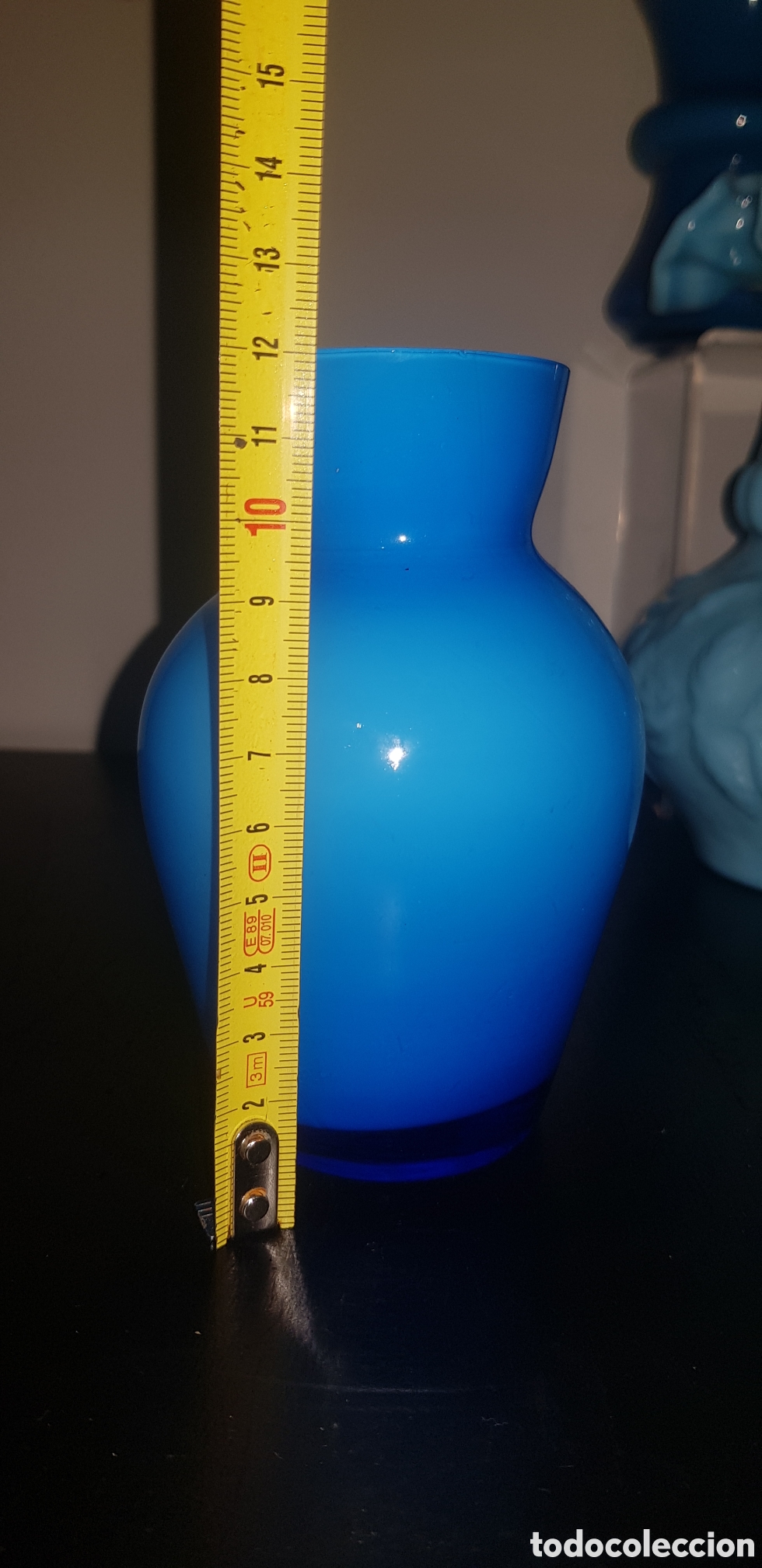 Antig&uuml;edades: Jarron cristal Opalina azul - Foto 4