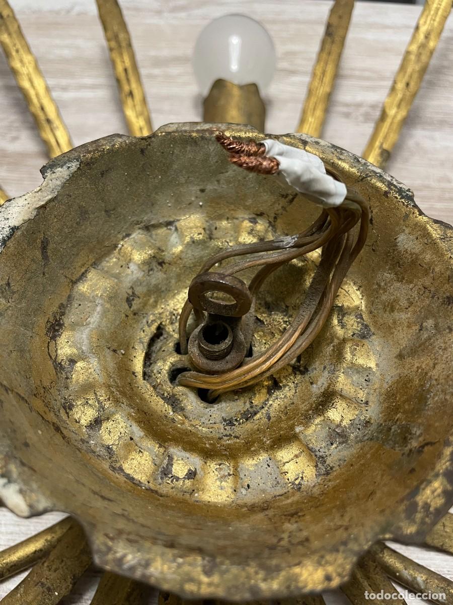 Antig&uuml;edades: LAMPARA TECHO HOJAS DORADA ESTILO SOL - Foto 23