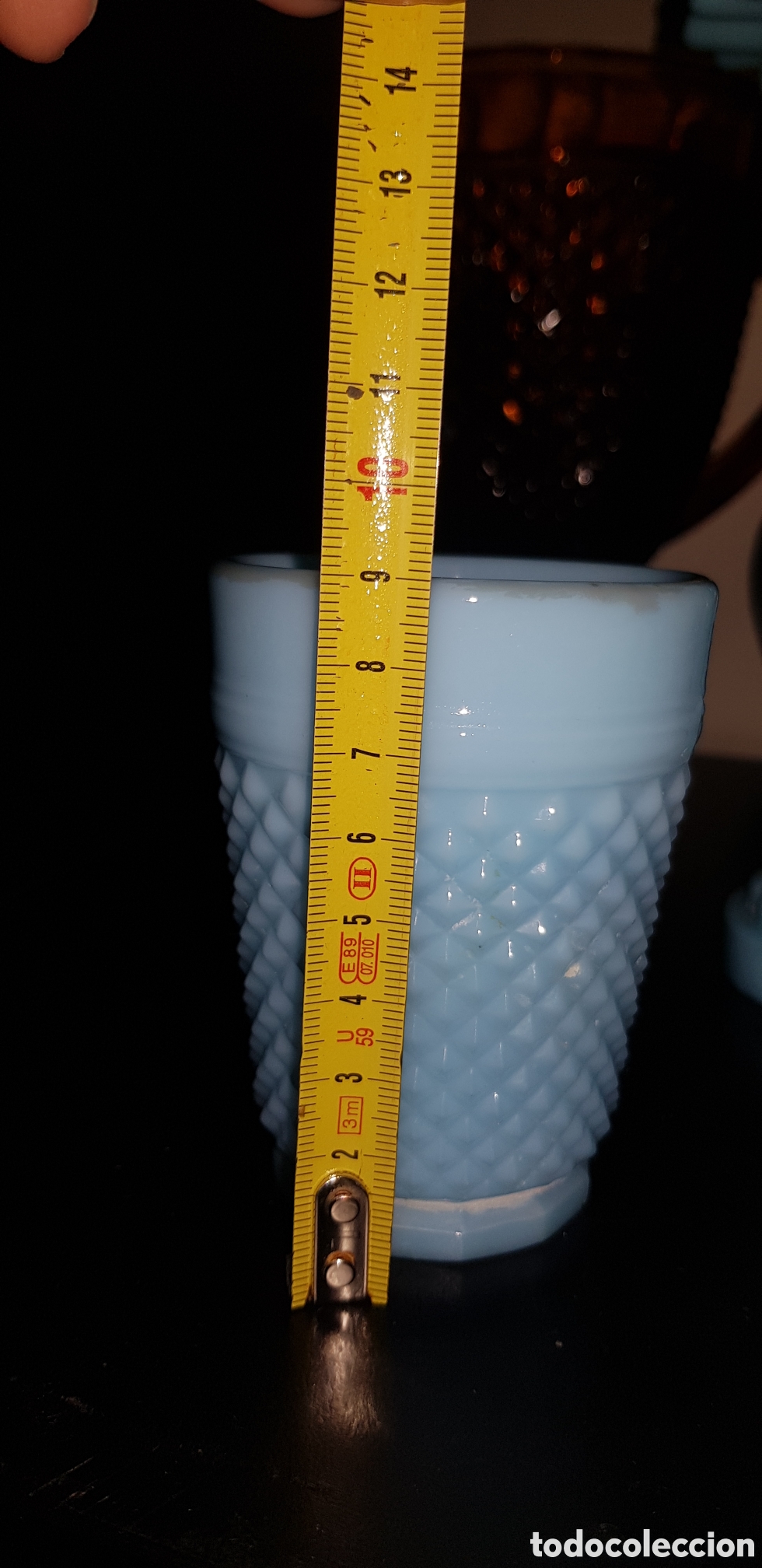 Antig&uuml;edades: Vaso cristal Opalina azul - Foto 3