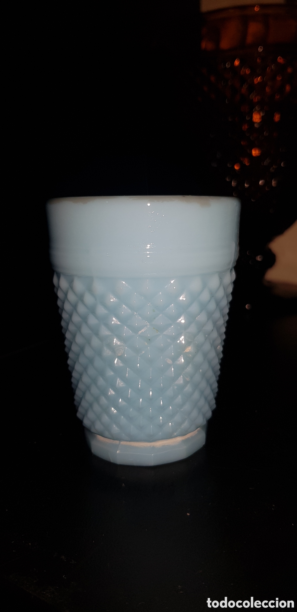 Antig&uuml;edades: Vaso cristal Opalina azul - Foto 1