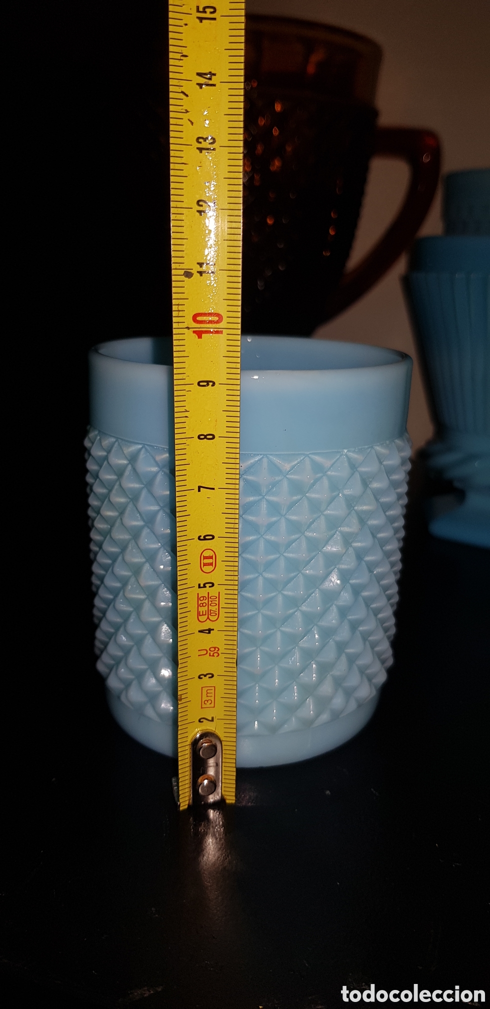 Antig&uuml;edades: Vaso labrado cristal Opalina - Foto 3
