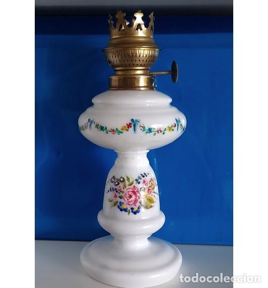 Antig&uuml;edades: QUINQUE DE OPALINA DECORADO A MANO S.XIX 24 CM. - Foto 1