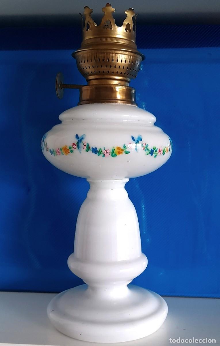 Antig&uuml;edades: QUINQUE DE OPALINA DECORADO A MANO S.XIX 24 CM. - Foto 2