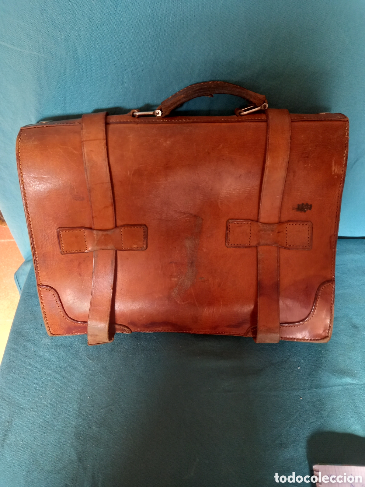 Antig&uuml;edades: Cartera de cuero, a&ntilde;os 70. - Foto 2