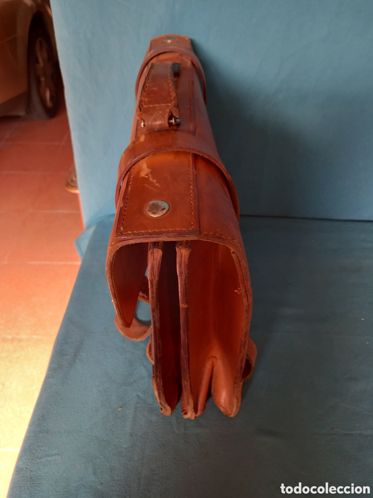 Antig&uuml;edades: Cartera de cuero, a&ntilde;os 70. - Foto 4