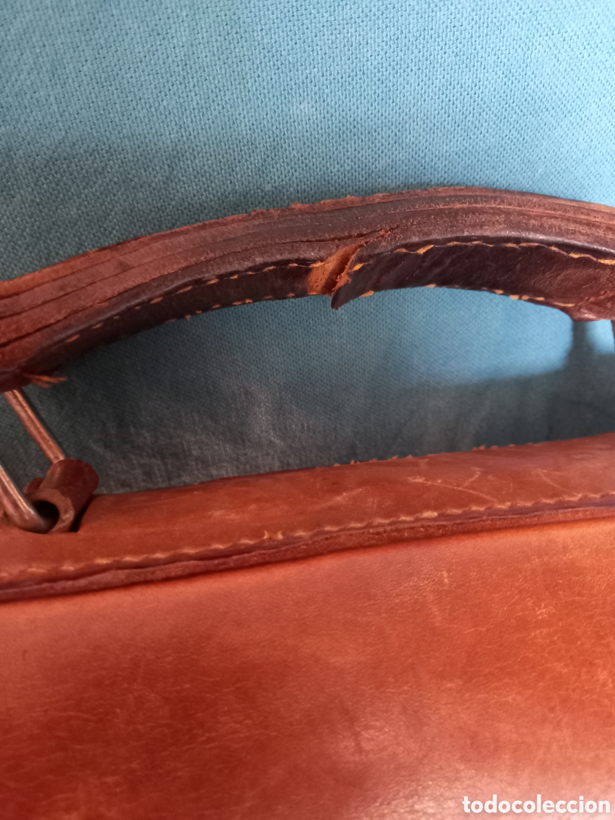 Antig&uuml;edades: Cartera de cuero, a&ntilde;os 70. - Foto 6