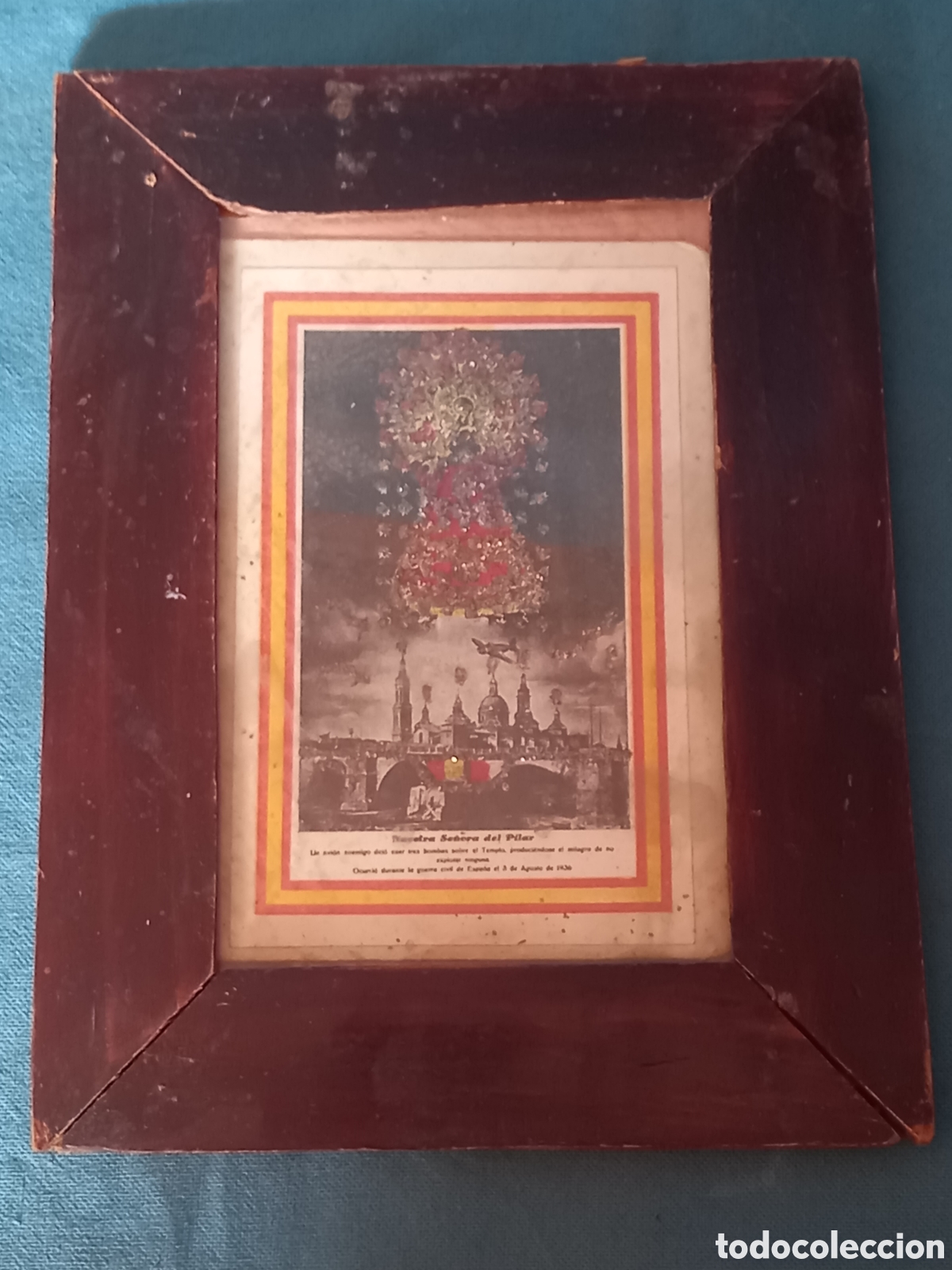 Antig&uuml;edades: Marco con estampa, &rdquo;Virgen del Pilar&rdquo;. - Foto 1