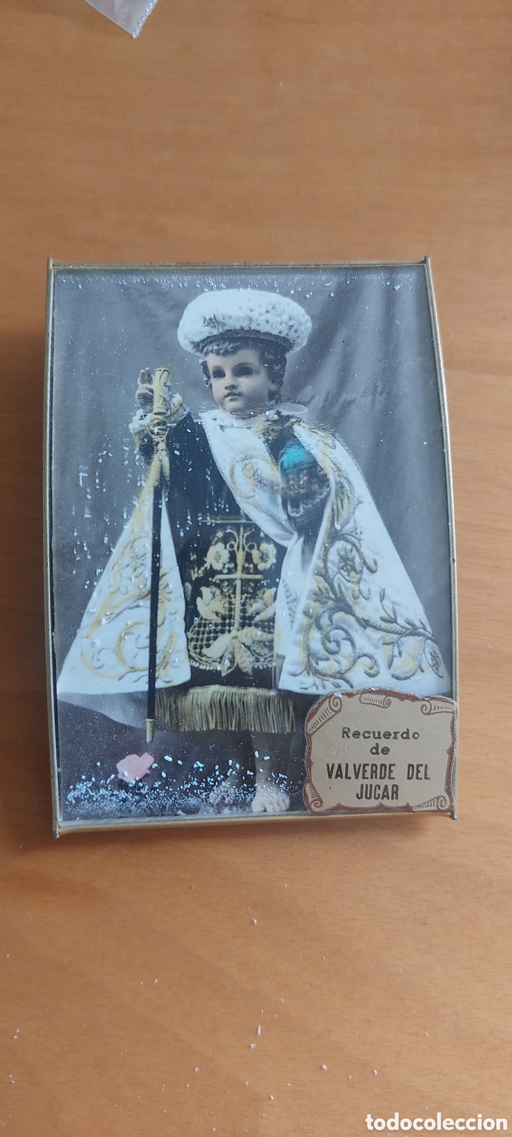 Antig&uuml;edades: Cuadro religioso ni&ntilde;o jes&uacute;s recuerdo de valverde del j&uacute;car Por ocho cent&iacute;metros