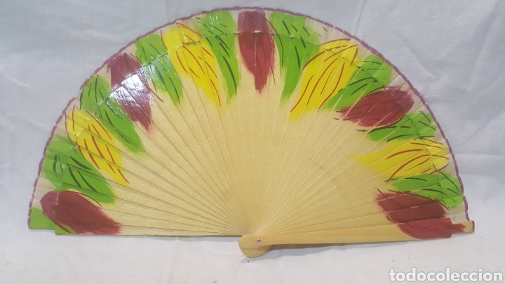 Antig&uuml;edades: ABANICO MADERA PINTADO A MANO - Foto 3