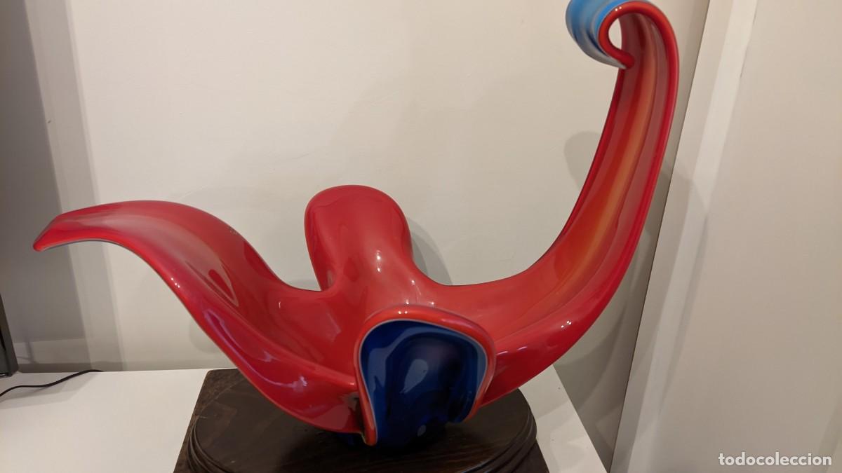 Antig&uuml;edades: CENTRO MESA MURANO ROJO AZUL - Foto 4