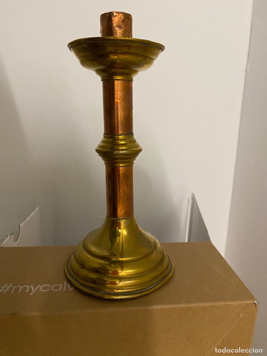 Antig&uuml;edades: Candelabro antiguo de bronce y cobre - Foto 1