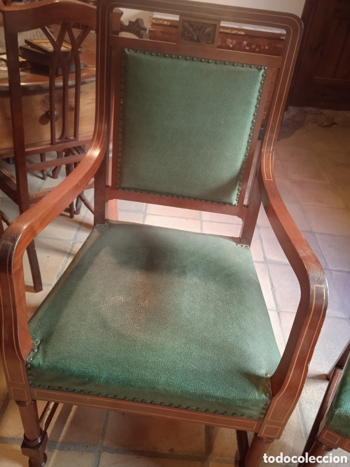 Antig&uuml;edades: Sill&oacute;n y silla de despacho - Foto 5