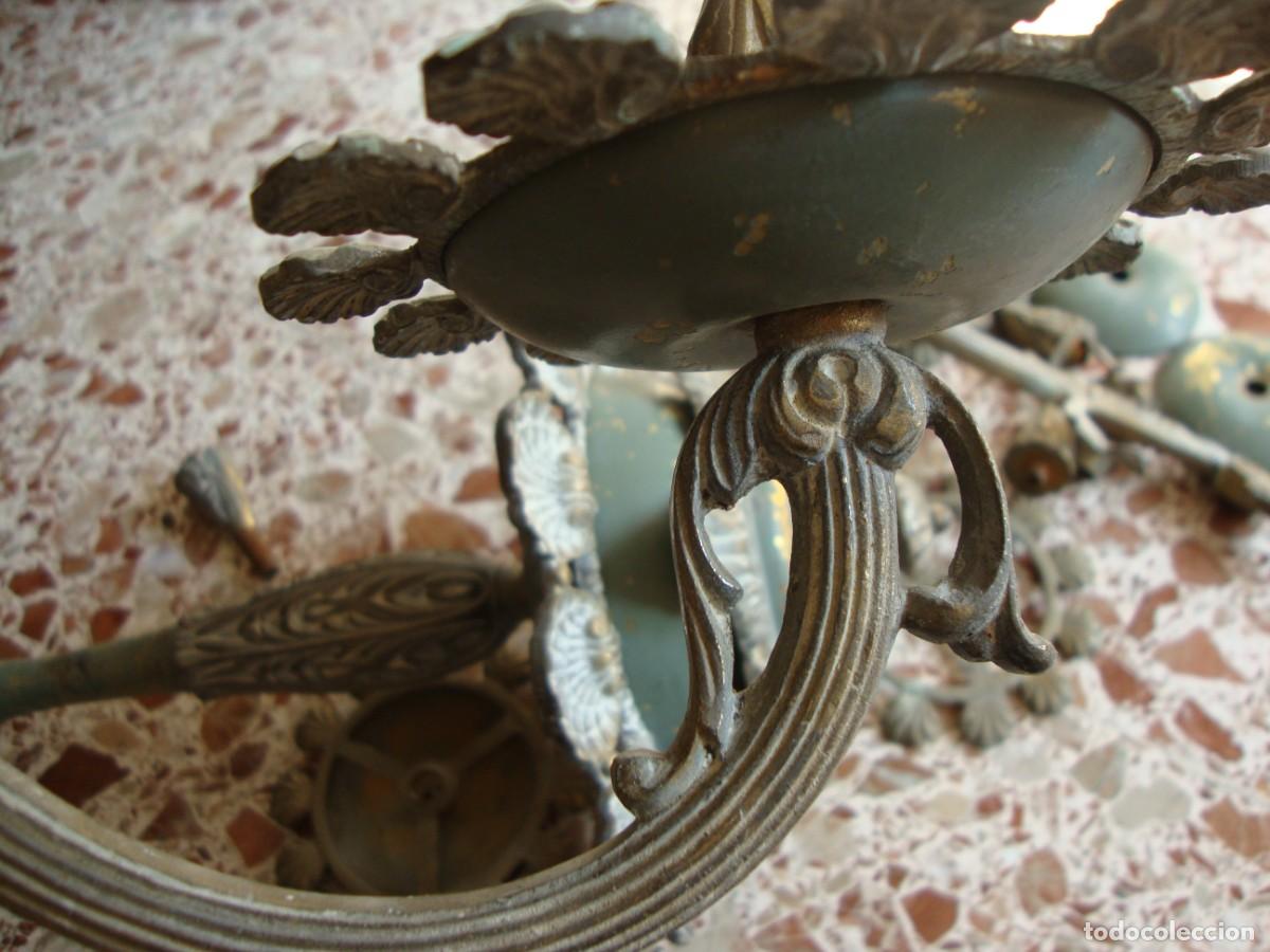 Antig&uuml;edades: LAMPARA DE BRONCE CON 5 BRAZOS - Foto 10