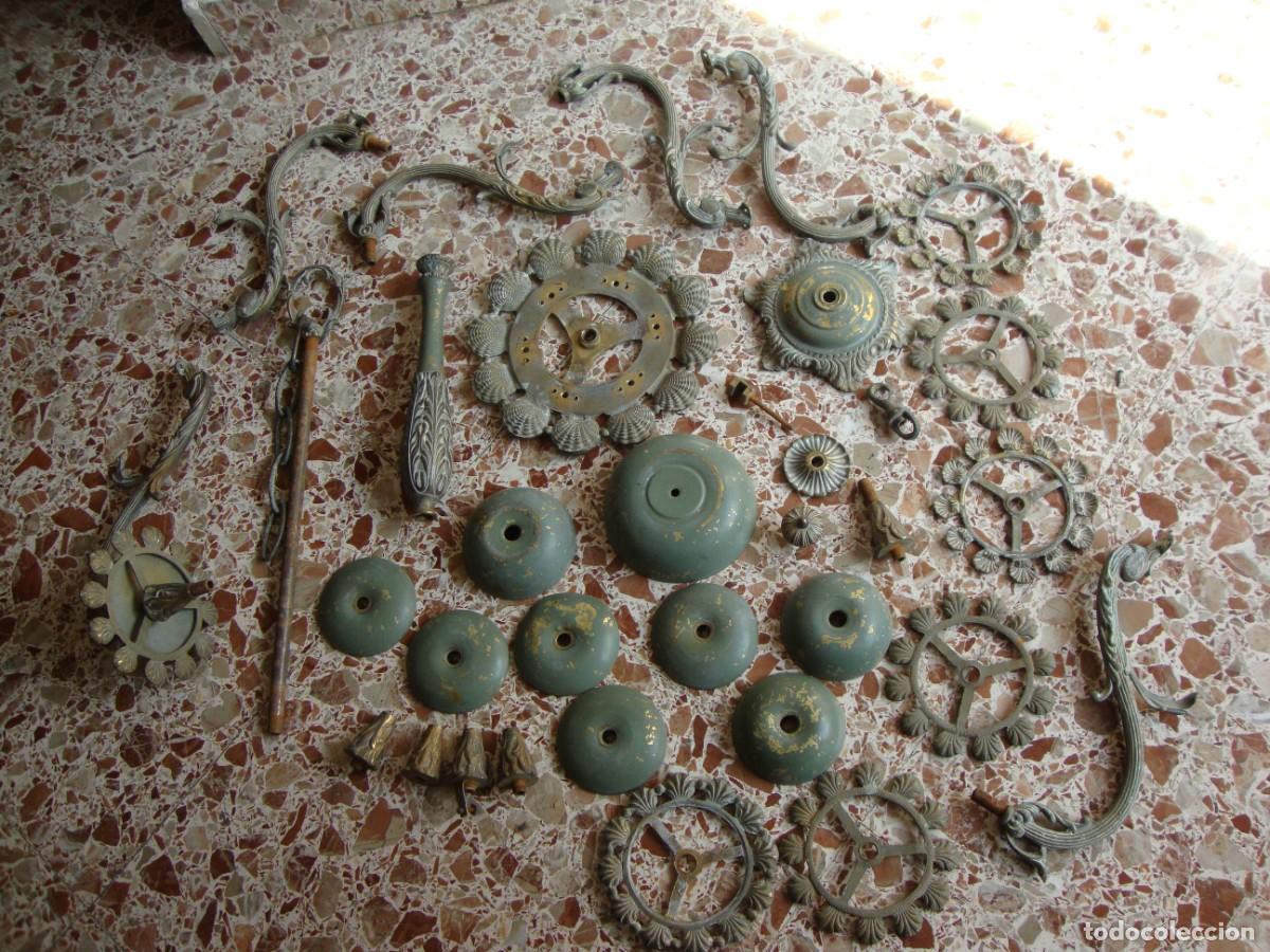 Antig&uuml;edades: LAMPARA DE BRONCE CON 5 BRAZOS - Foto 16