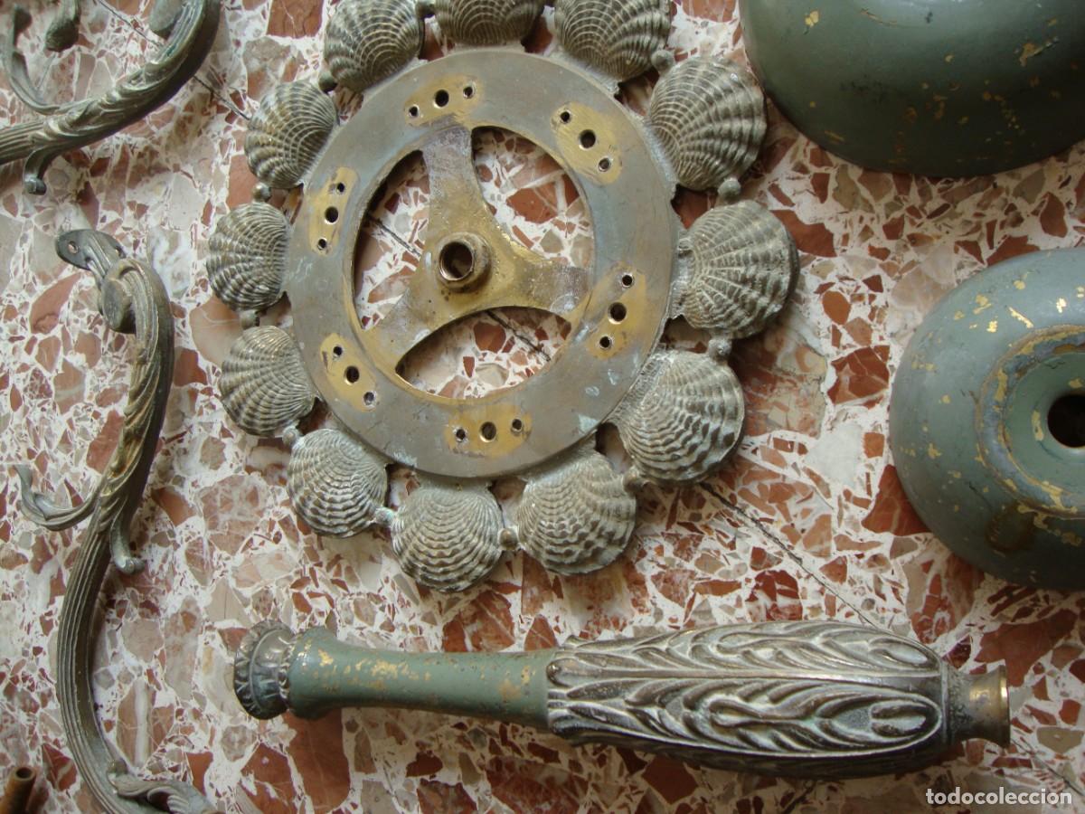 Antig&uuml;edades: LAMPARA DE BRONCE CON 5 BRAZOS - Foto 21