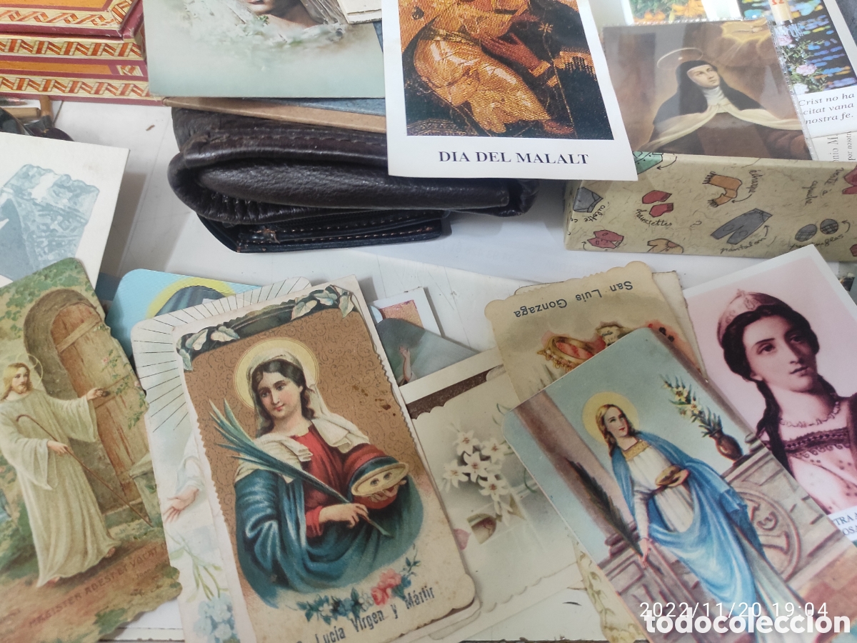 Antig&uuml;edades: CAJA CON ESTAMPAS Y PULSERAS RELIGIOSAS - Foto 6