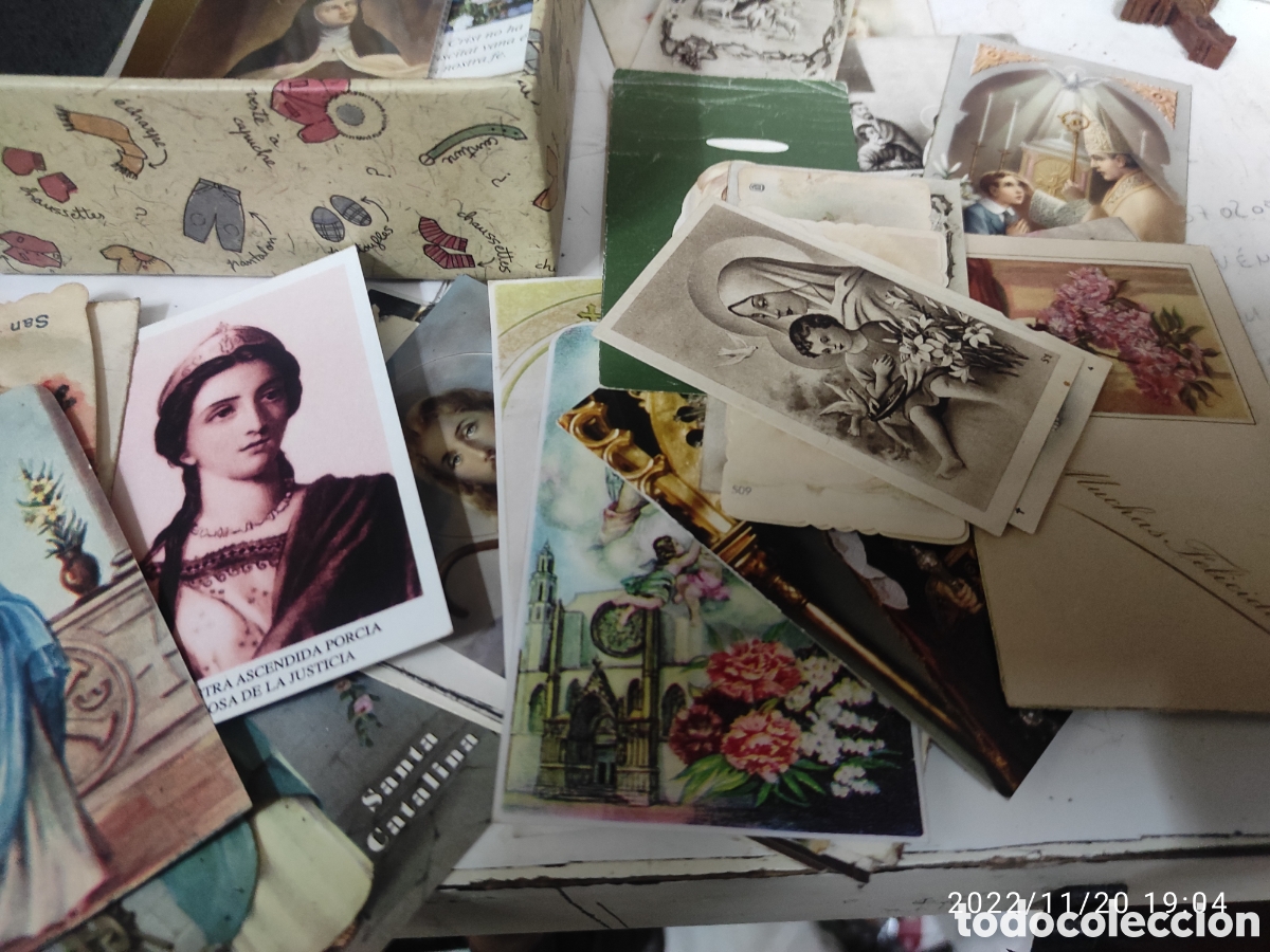 Antig&uuml;edades: CAJA CON ESTAMPAS Y PULSERAS RELIGIOSAS - Foto 8