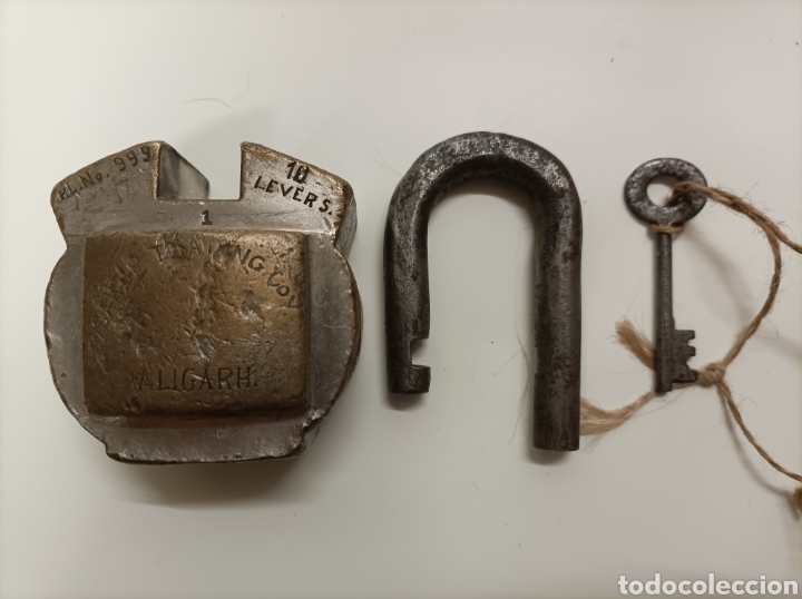Antig&uuml;edades: Candado Aligarh 10 levers 999 - Foto 4