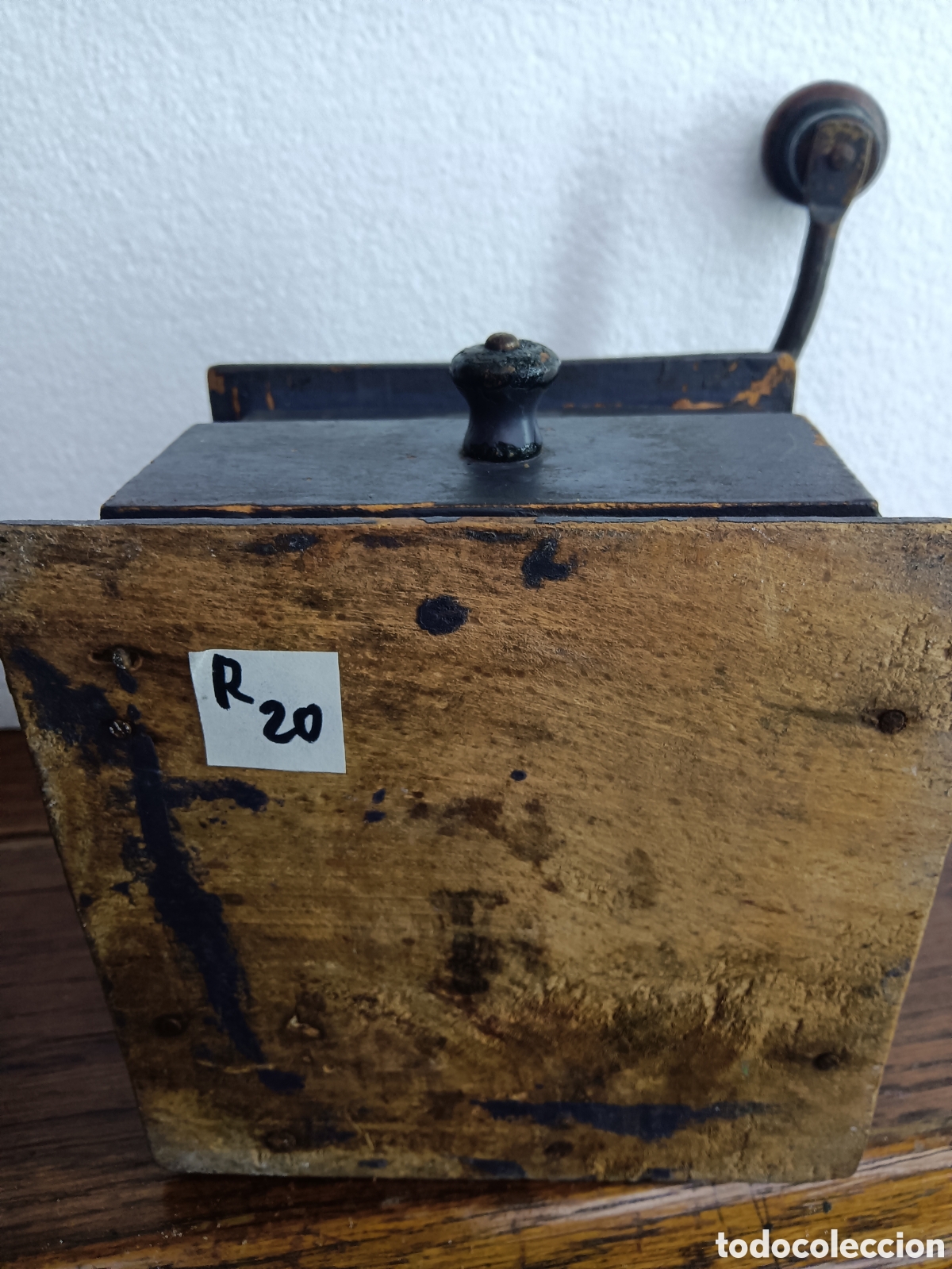 Antig&uuml;edades: MOLINILLO DE CAFE MADERA ELMA COMPLETO Y FUNCIONANDO - Foto 4