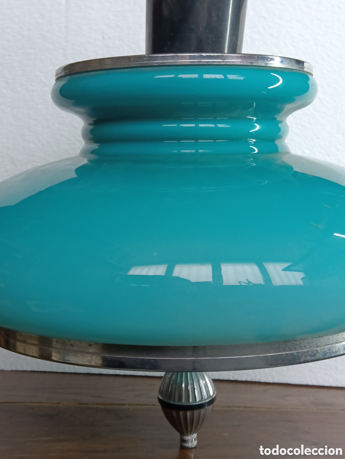 Antig&uuml;edades: LAMPARA DE TECHO ESTENCIBLE OPALINA AZUL - Foto 3