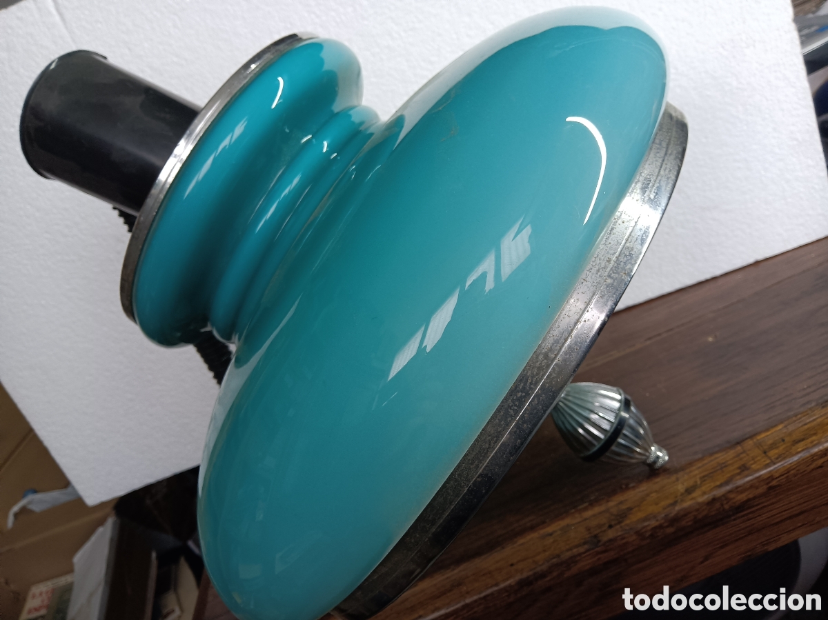 Antig&uuml;edades: LAMPARA DE TECHO ESTENCIBLE OPALINA AZUL - Foto 1