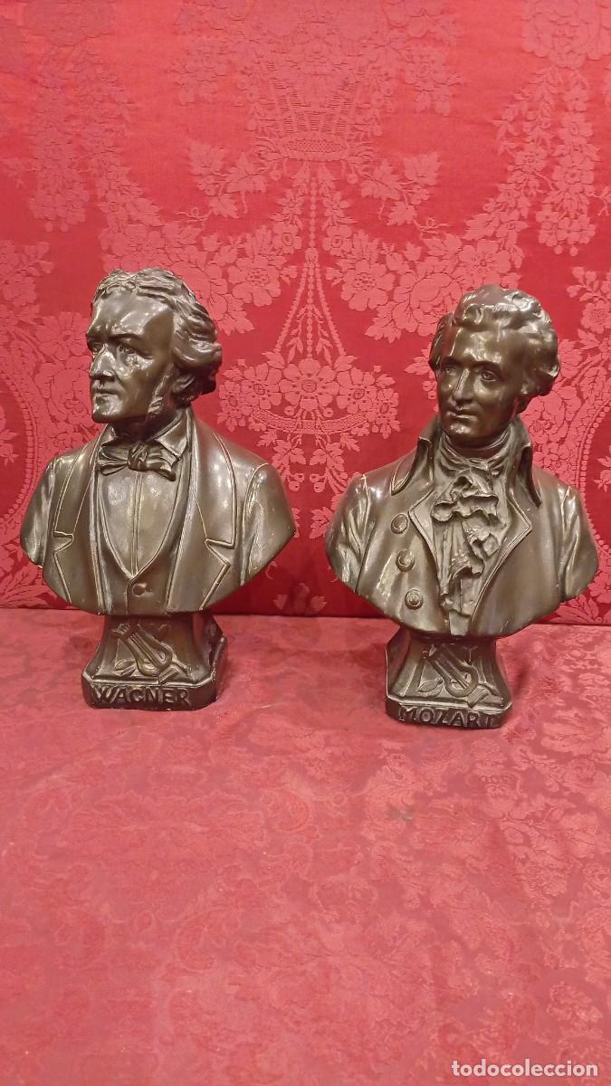 Antig&uuml;edades: Busto de Mozart en estuco bronc&iacute;neo - Foto 1