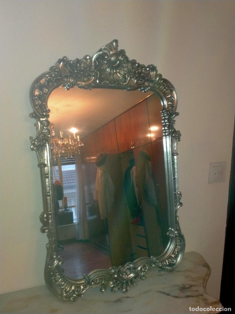 Antiguidades: ESPEJO MADERA PLATEADO BUEN ESTADO