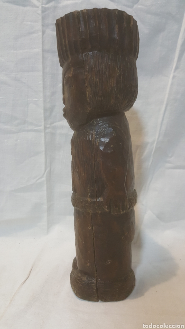 Antig&uuml;edades: ESCULTURA DE MADERA TALLADA A MANO - Foto 4