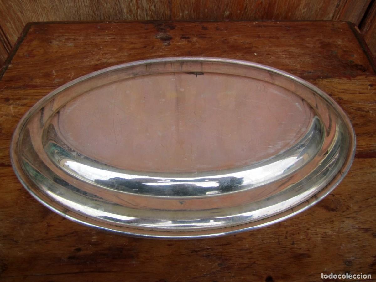 Antig&uuml;edades: Bandeja ovalada en metal plateado - Foto 4
