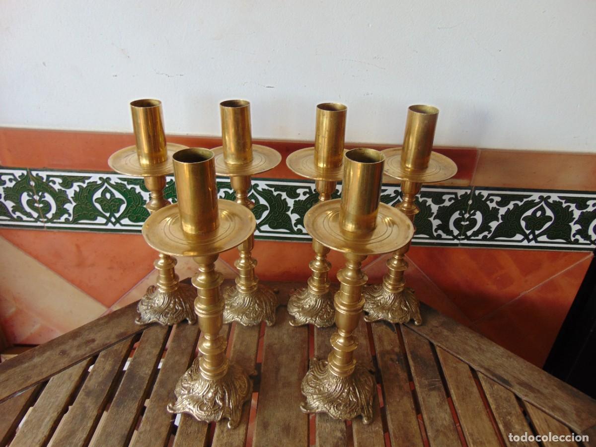 6, candelabros ,velones ,hacheros en metal para - Acheter Articles  religieux pour liturgies sur todocoleccion