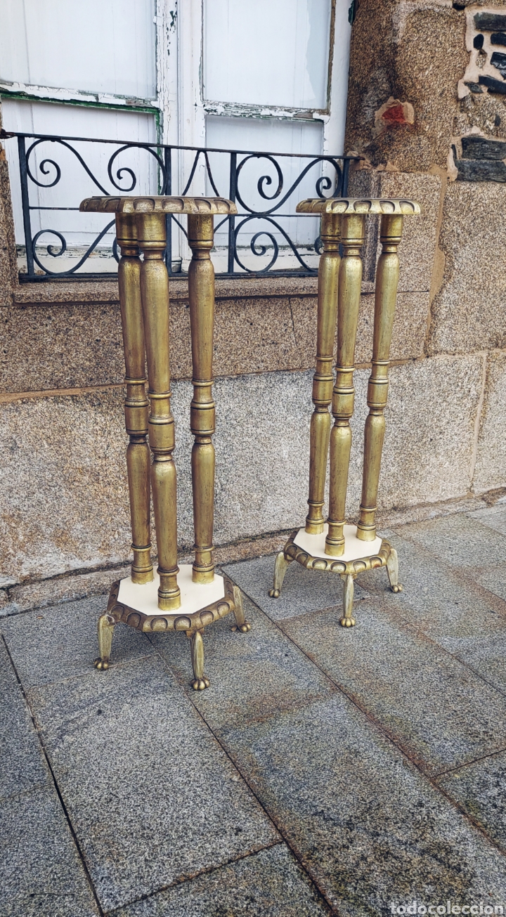 Antig&uuml;edades: Columnas o peanas antiguas en madera S.XIX - Foto 6