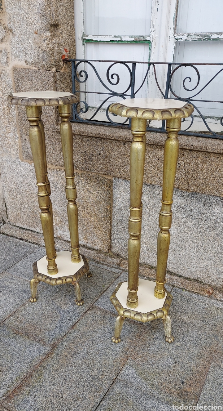 Antig&uuml;edades: Columnas o peanas antiguas en madera S.XIX - Foto 8