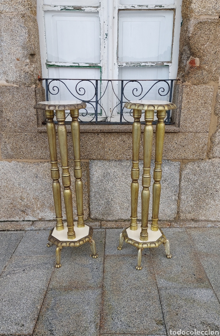 Antig&uuml;edades: Columnas o peanas antiguas en madera S.XIX - Foto 2