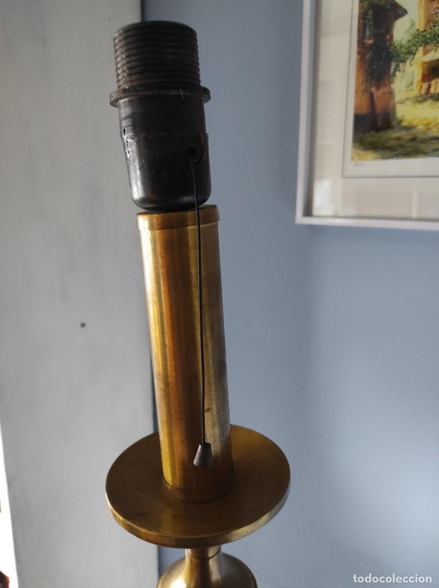 Antig&uuml;edades: PI&Eacute; DE L&Aacute;MPARA EN MADERA Y LAT&Oacute;N - ANTIGUO - Foto 4