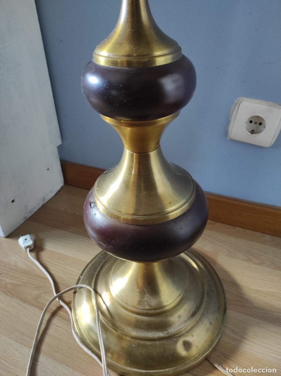 Antig&uuml;edades: PI&Eacute; DE L&Aacute;MPARA EN MADERA Y LAT&Oacute;N - ANTIGUO - Foto 5