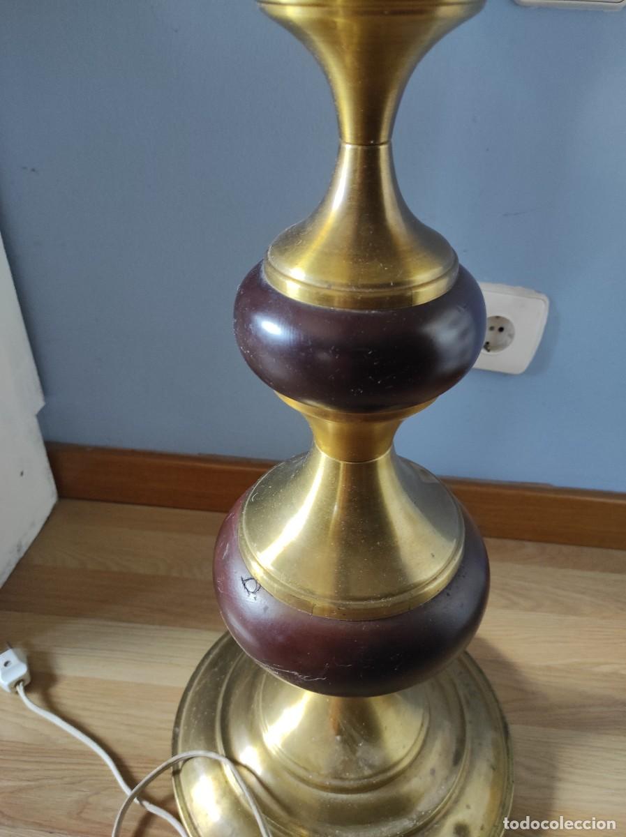 Antig&uuml;edades: PI&Eacute; DE L&Aacute;MPARA EN MADERA Y LAT&Oacute;N - ANTIGUO - Foto 6
