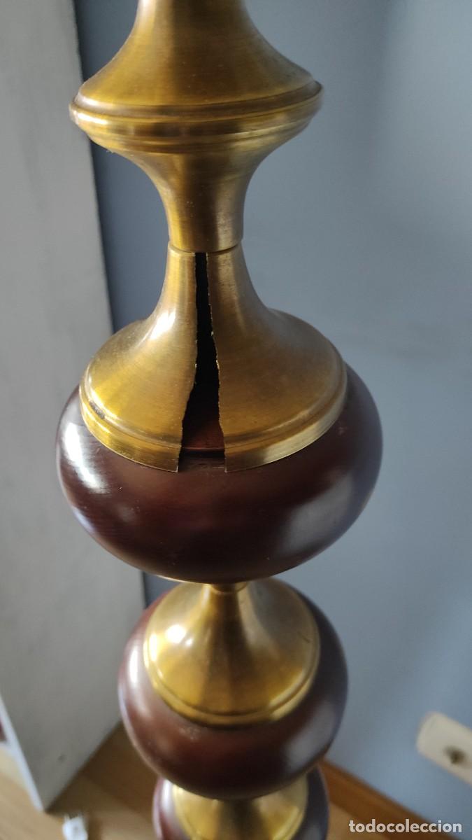 Antig&uuml;edades: PI&Eacute; DE L&Aacute;MPARA EN MADERA Y LAT&Oacute;N - ANTIGUO - Foto 10