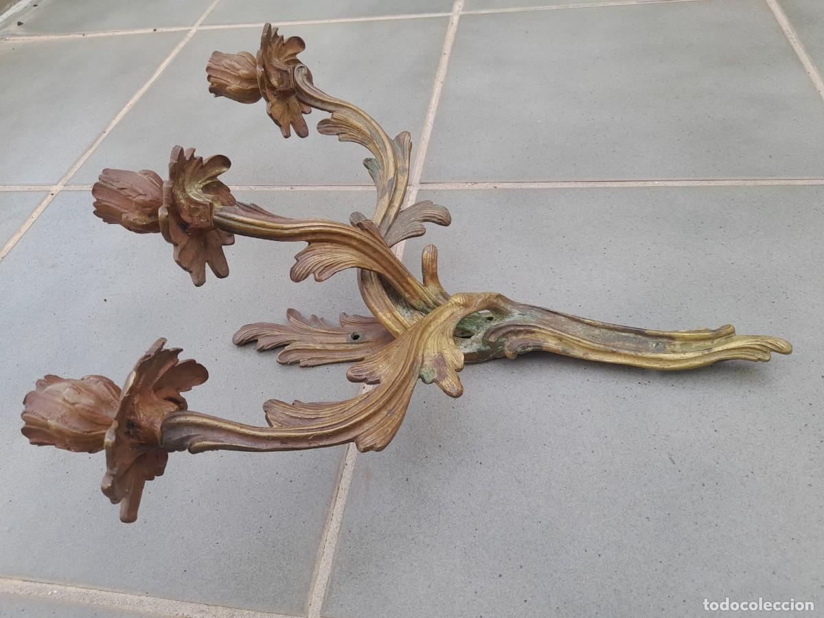 Antig&uuml;edades: antiguo aplique frances de bronce , 33cm aprox - Foto 4