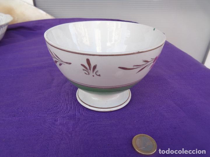 Antig&uuml;edades: ANTIGUO TAZ&Oacute;N REFLEJO VERDE Y FLORES. - Foto 2